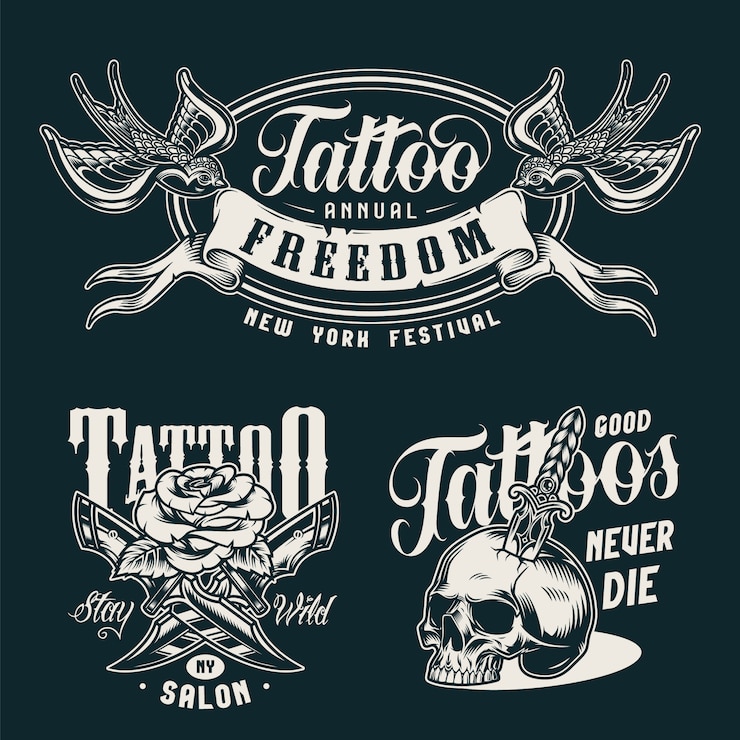 vintage-tattoo-studio-monochrome-badges_225004-1548