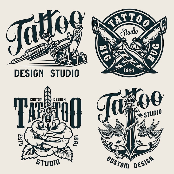 vintage-tattoo-studio-monochrome-labels_225004-1543
